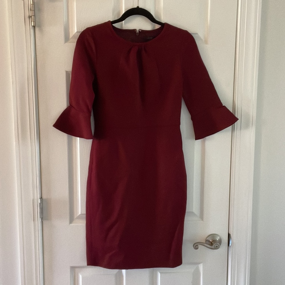 NWOT J. Crew Bell Sleeve Stretch Ponte Sheath Dress